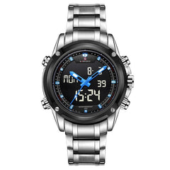Brand NAVIFORCE Watches men luxury Full Steel Quartz Clock LED Digital Watch Army Military Sport wristwatch relogio masculino