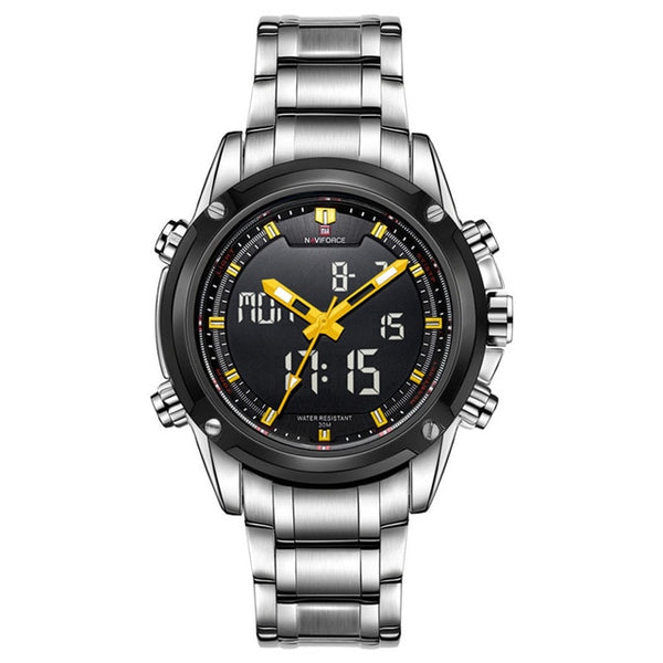 Brand NAVIFORCE Watches men luxury Full Steel Quartz Clock LED Digital Watch Army Military Sport wristwatch relogio masculino