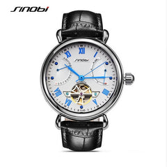 SINOBI Skeleton Watch Luxury Sapphire Crystal Men's Watch Mechanical Wrist watches Men Watch Clock saat montre relogio masculino