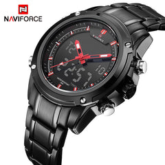 Brand NAVIFORCE Watches men luxury Full Steel Quartz Clock LED Digital Watch Army Military Sport wristwatch relogio masculino