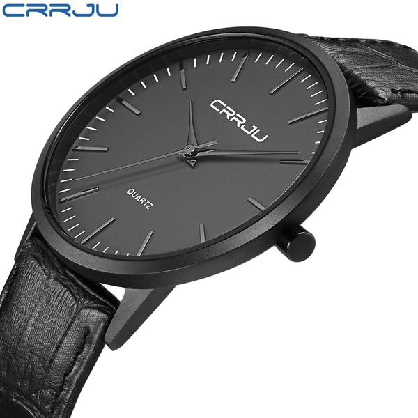 Men's Fashion Wrist Watch Black Quartz Wrist Watch Ultra Thin Case with Minimalist Analog Display Leather Strap Sport Watch Men