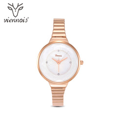 Viennois Brand Fashion Quartz Watch Rose Gold Women Wristwatch Luxury Steel Clock Bracelet