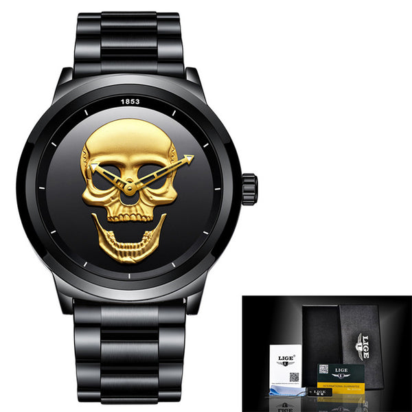 Relogio Masculino Mens Watches 2018LIGE Top Brand Luxury Men's Skull Watch Men's Military Waterproof Sports Watch Quartz Clock