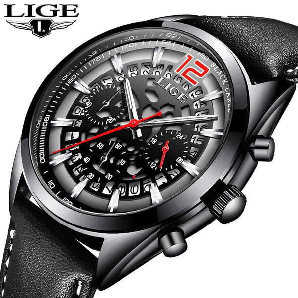 Mens Watches LIGE Top Brands Luxury Men's Military Sports Watches Men's Waterproof Quartz Watches Timing Date Clock Relogio+Box