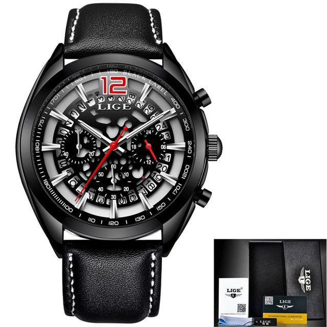 Mens Watches LIGE Top Brands Luxury Men's Military Sports Watches Men's Waterproof Quartz Watches Timing Date Clock Relogio+Box