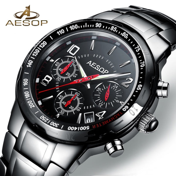 New AESOP Brand Sport Men Watch Quartz Wristwatch Military Waterproof Shockproof Ceramic Black Male Clock Relogio Masculino Top