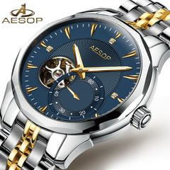 AESOP Blue Men Watch Men Automatic Mechanical Sapphire Crystal Wrist Wristwatch Male Clock Relogio Masculino Saati men watches