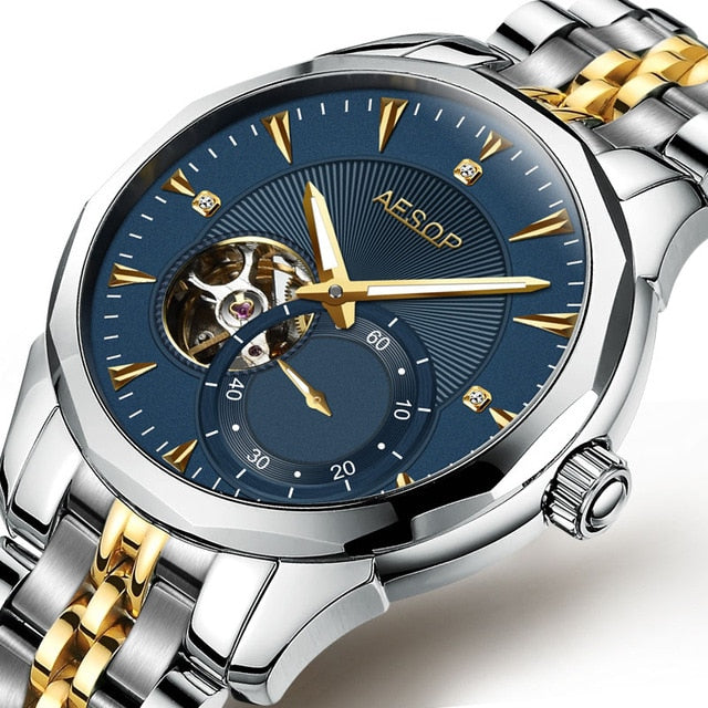 AESOP Blue Men Watch Men Automatic Mechanical Sapphire Crystal Wrist Wristwatch Male Clock Relogio Masculino Saati men watches