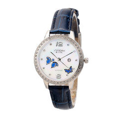 SINOBI Fashion Butterfly Women's Watches Luxury Rhinestone Watch Women Watches Leather Strap Clock relogio feminino reloj mujer