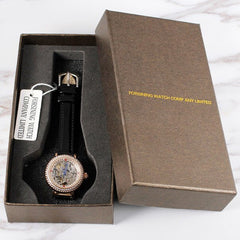 FORSINING Automatic Watch Women Fashion Mechanical Self Wind Diamond Watch Elegant Leather Bracelet Watches Relogio Femenino