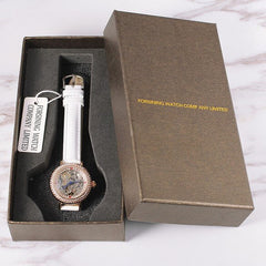 FORSINING Automatic Watch Women Fashion Mechanical Self Wind Diamond Watch Elegant Leather Bracelet Watches Relogio Femenino