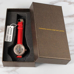FORSINING Automatic Watch Women Fashion Mechanical Self Wind Diamond Watch Elegant Leather Bracelet Watches Relogio Femenino