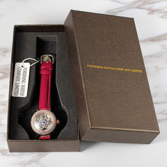 FORSINING Automatic Watch Women Fashion Mechanical Self Wind Diamond Watch Elegant Leather Bracelet Watches Relogio Femenino