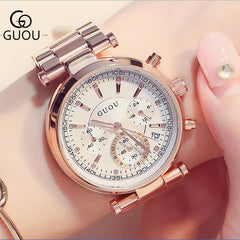 GUOU Top Brand Luxury Rose Gold Watch Women Watches Fashion Women's Watches Ladies Watch Clock relogio feminino montre femme