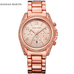 Hannah Martin Ladies Watches Top Brand Luxury Women's Watches Diamond Fashion Rose Gold Watch Women Watches Clock reloj mujer