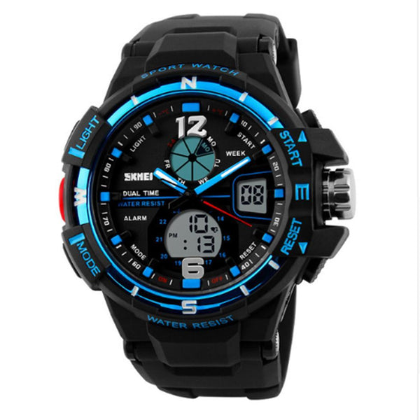 Analog Quartz Men Silicone Wristwatch Waterproof Watch G Fashion Digital Buckle Shockproof 1Pcs Round Style Analog 30M