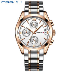Crrju Fashion Mens Watches Top Brand Luxury Quartz Clock Sport Watch Men Full Steel Business Waterproof Watch Relogio Masculino
