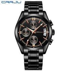 Crrju Fashion Mens Watches Top Brand Luxury Quartz Clock Sport Watch Men Full Steel Business Waterproof Watch Relogio Masculino