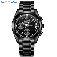 Crrju Fashion Mens Watches Top Brand Luxury Quartz Clock Sport Watch Men Full Steel Business Waterproof Watch Relogio Masculino