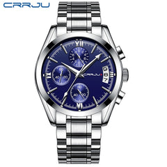 Crrju Fashion Mens Watches Top Brand Luxury Quartz Clock Sport Watch Men Full Steel Business Waterproof Watch Relogio Masculino