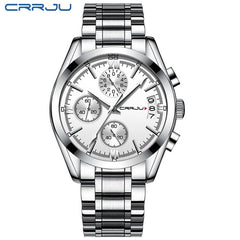 Crrju Fashion Mens Watches Top Brand Luxury Quartz Clock Sport Watch Men Full Steel Business Waterproof Watch Relogio Masculino