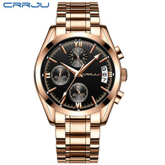 Crrju Fashion Mens Watches Top Brand Luxury Quartz Clock Sport Watch Men Full Steel Business Waterproof Watch Relogio Masculino