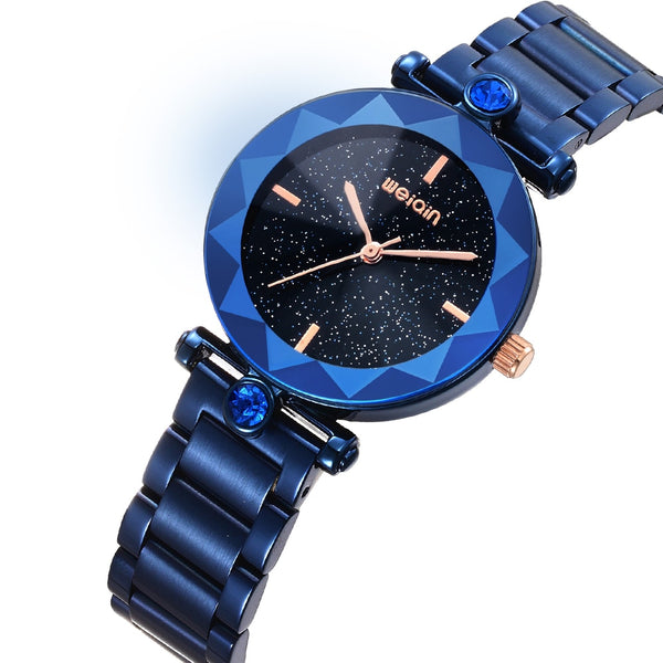 WEIQIN Brand Fashion Atmosphere Star Watch Purple Steel Belt Personality Waterproof Quartz Female Watch