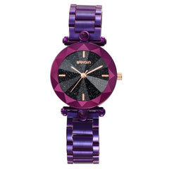 WEIQIN Brand Fashion Atmosphere Star Watch Purple Steel Belt Personality Waterproof Quartz Female Watch
