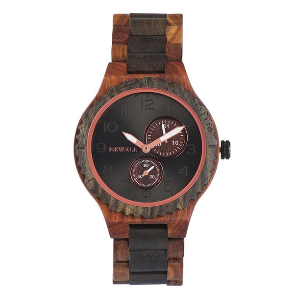 Men Fashion Wood Band Round Analog Pointer Easy To Read Quartz Wrist Watch Bracelet Complete Schedule Bangle