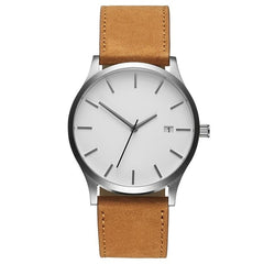 Men Fashion Artificial Leather Wristband Ultra-thin Round Dial 4cm/1.57inch Quartz Pin-Buckle Watch Casual