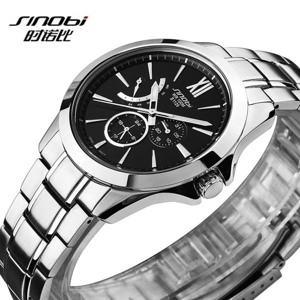 SINOBI Sport Watch Men Watch Mens Watches Top Brand Luxury Waterproof Men's Watch Full Steel Clock reloj hombre erkek kol saati