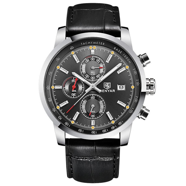 Men Fashion Casual Multifunctional Round Dial Luminous, Calendar, Hours/Minutes/Seconds Quartz Wrist Watch