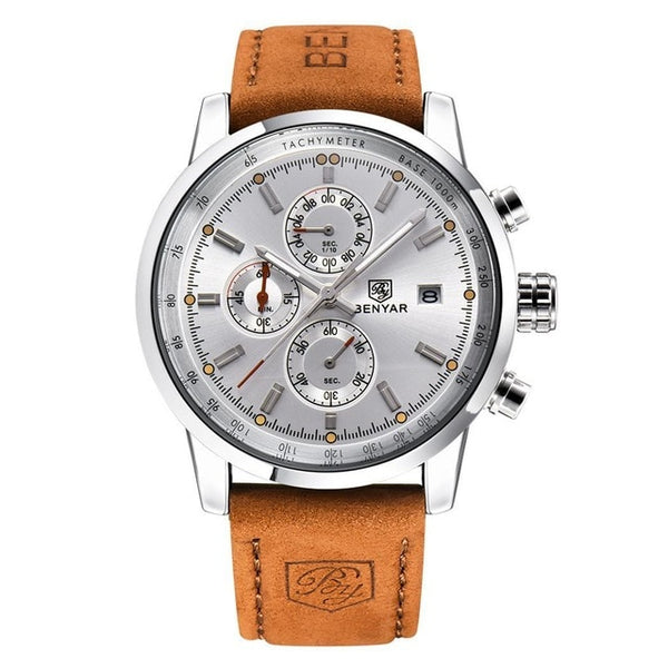 Men Fashion Casual Multifunctional Round Dial Luminous, Calendar, Hours/Minutes/Seconds Quartz Wrist Watch