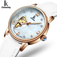 Lucky 2019 Clover New Fashion Genuine Leather Womens Watch OL Lady Diamond Automatic Mechanical Watches Women Reloj femenino