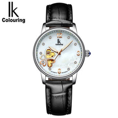 Lucky 2019 Clover New Fashion Genuine Leather Womens Watch OL Lady Diamond Automatic Mechanical Watches Women Reloj femenino