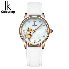 Lucky 2019 Clover New Fashion Genuine Leather Womens Watch OL Lady Diamond Automatic Mechanical Watches Women Reloj femenino