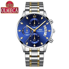 Men Business Casual Alloy Quartz Waterpoof Round Bracelet Clasp Multifunction Watch 30 Meters