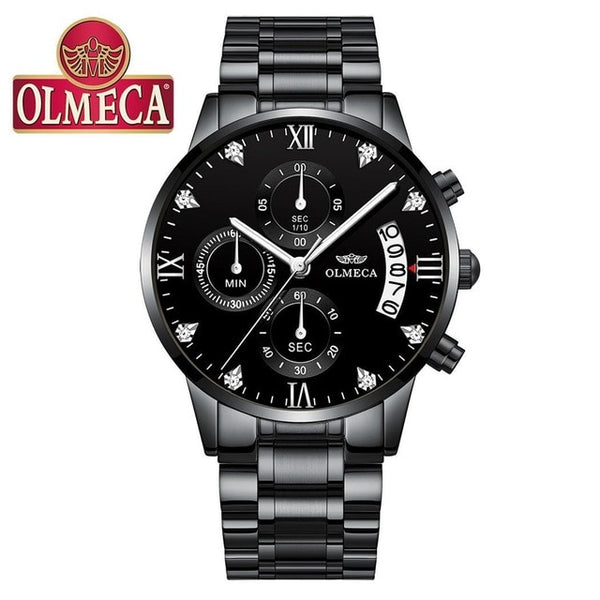 Men Business Casual Alloy Quartz Waterpoof Round Bracelet Clasp Multifunction Watch 30 Meters