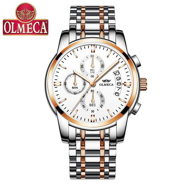 Men Business Casual Alloy Quartz Waterpoof Round Watch Push Button Hidden Clasp 30 Meters