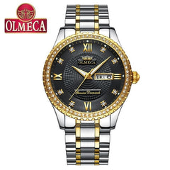 Men Business Casual Alloy Quartz Rhinestone 30 Meters Round Luminous, Waterproof, Week Waterpoof Watch