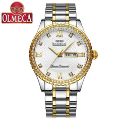 Men Business Casual Alloy Quartz Rhinestone 30 Meters Round Luminous, Waterproof, Week Waterpoof Watch