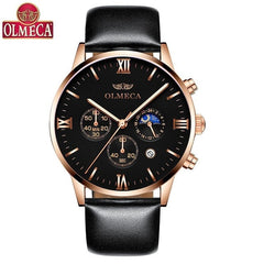 Men Business Casual Quartz Waterpoof Multifunction Stainless Steel Buckle 30 Meters Watch Round
