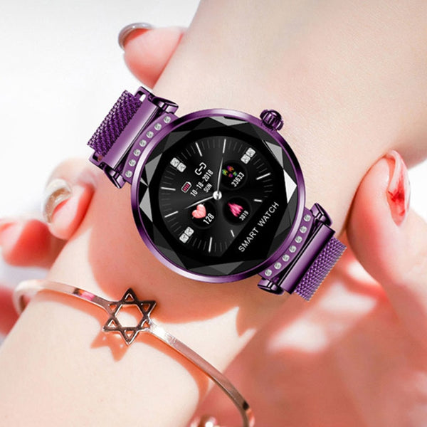 H2 Smart Wristband Women 3D Diamond Glass Heart Rate Blood Pressure Sleep Monitor Waterproof Smart Watch Feminino relogio 2019