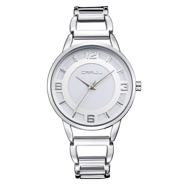 CRRJU Women's Hollow Bracelet Watches Luxury Gold Women Wrist Watch Women Watches Stainless Steel Ladies Watch Clock Reloj Mujer