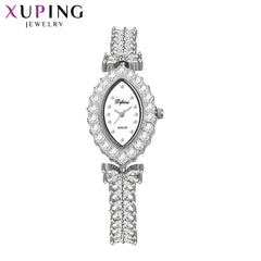 Xuping Women Watches Flower Style Luxury White Synthetic Cubic Zirconia Wedding Gifts Leaves Euoprean Style Quartz Watch 00002