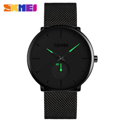 SKMEI Top Brand Quartz Watch Fashion Casual Wrist Watch Quartz Watches Men Stainless Steel Waterproof relogio masculino 9185