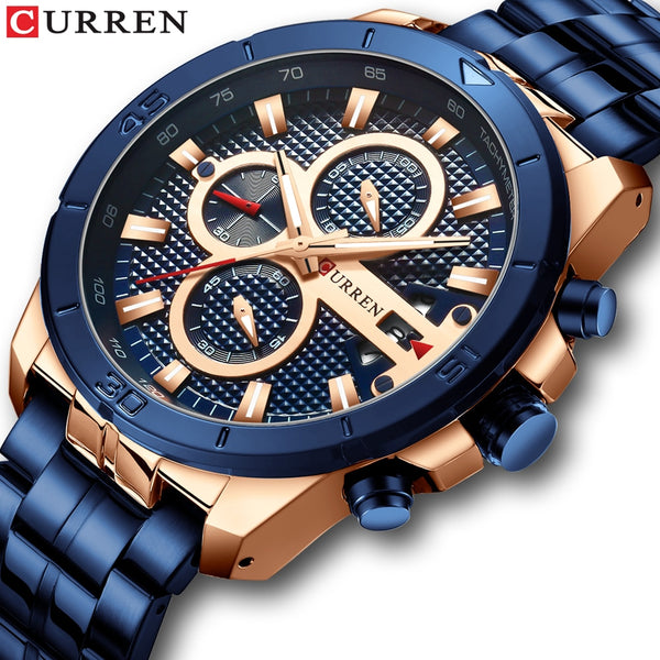 Relogio Masculino CURREN Men Watches To Luxury Brand Business Steel Quartz Watch Casual Waterproof Male Wristwatch Chronograph