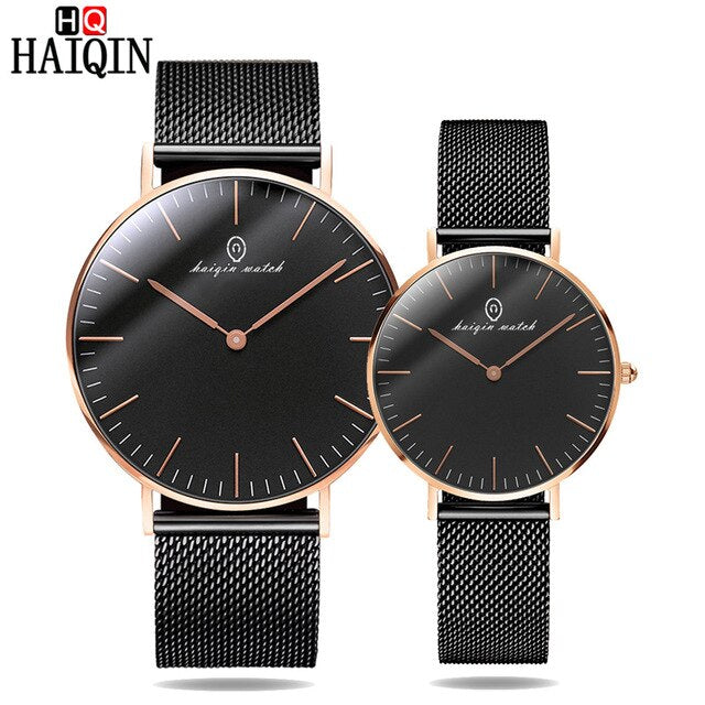 HAIQIN Couple Watch 2019 New Top Luxury Casual Fashion Quartz / Men / Women / Waterproof / Sports / Stainless Steel / Watch